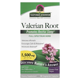 Nature's Answer, Raíz de valeriana, 1500 mg, 180 cápsulas vegetales (500 mg por cápsula)