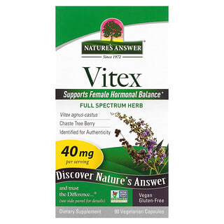 Nature's Answer, Vitex, Agnus-Castus Chaste Tree Berry, 40 mg, 90 Cápsulas Vegetarianas