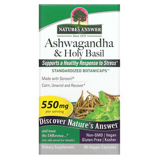 Nature's Answer, Ashwagandha y albahaca morada, 550 mg, 60 cápsulas vegetales
