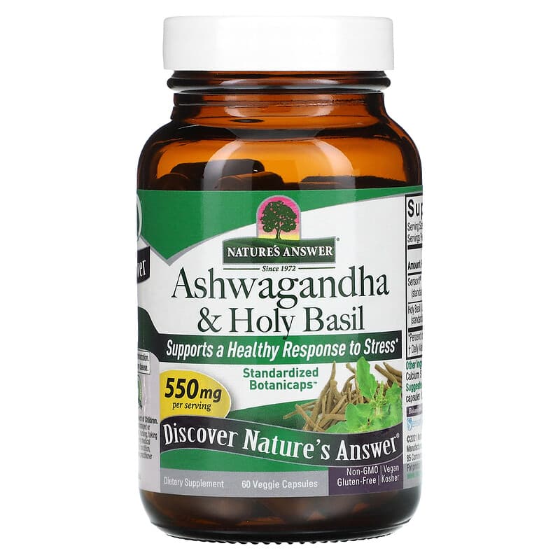 Ashwagandha Holy Basil 550 mg 60 Veggie Capsules