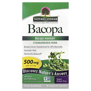 Nature's Answer, бакопа, 500 мг, 90 вегетарианских капсул