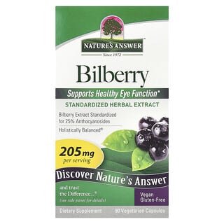 Nature's Answer, Bilberi, Ekstrak Herbal yang Distandardisasi, 205 mg, 90 Kapsul Vegetarian
