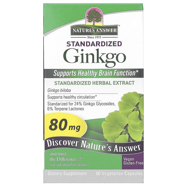 Nature's Answer, Standardized Ginkgo, 80 mg , 60 Vegetarian Capsules
