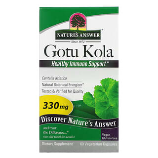 Nature's Answer, Gotu Kola, Extrato Herbal Padronizado, 300 mg, 60 Cápsulas Vegetais