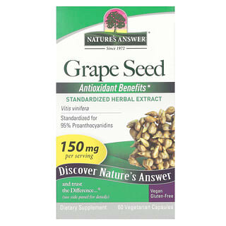 Nature's Answer, 葡萄籽，标准草本提取物，150 mg, 60 粒植物胶囊
