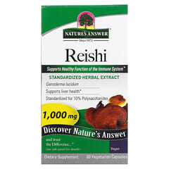 Nature's Answer, 영지버섯, 표준화 허브 추출물, 500 mg, 60 식물성 캡슐