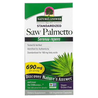 Nature's Answer, Palma enana americana, Estandarizado, 690 mg, 120 cápsulas vegetales