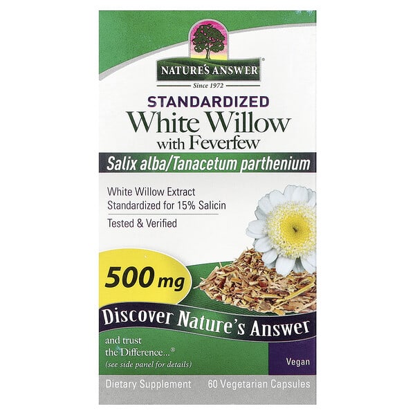 Nature's Answer, Salcie albă cu sătică, 500 mg, 60 capsule vegetariene