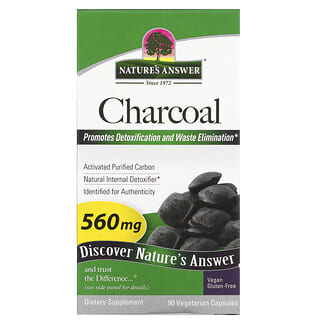 Nature's Answer, активированный уголь, активированный очищенный уголь, 280 мг, 90 растительных капсул