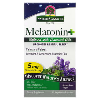 Nature's Answer, Melatonina +, 5 mg, 60 cápsulas vegetales