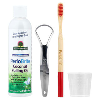 Nature's Answer, PerioBrite Coconut Pulling Oil with Toothbrush & Tongue Scraper, Coolmint, 8 fl oz (240 ml)