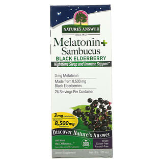 Nature's Answer, Mélatonine Sambucus, Sommeil nocturne et soutien immunitaire, 120 ml