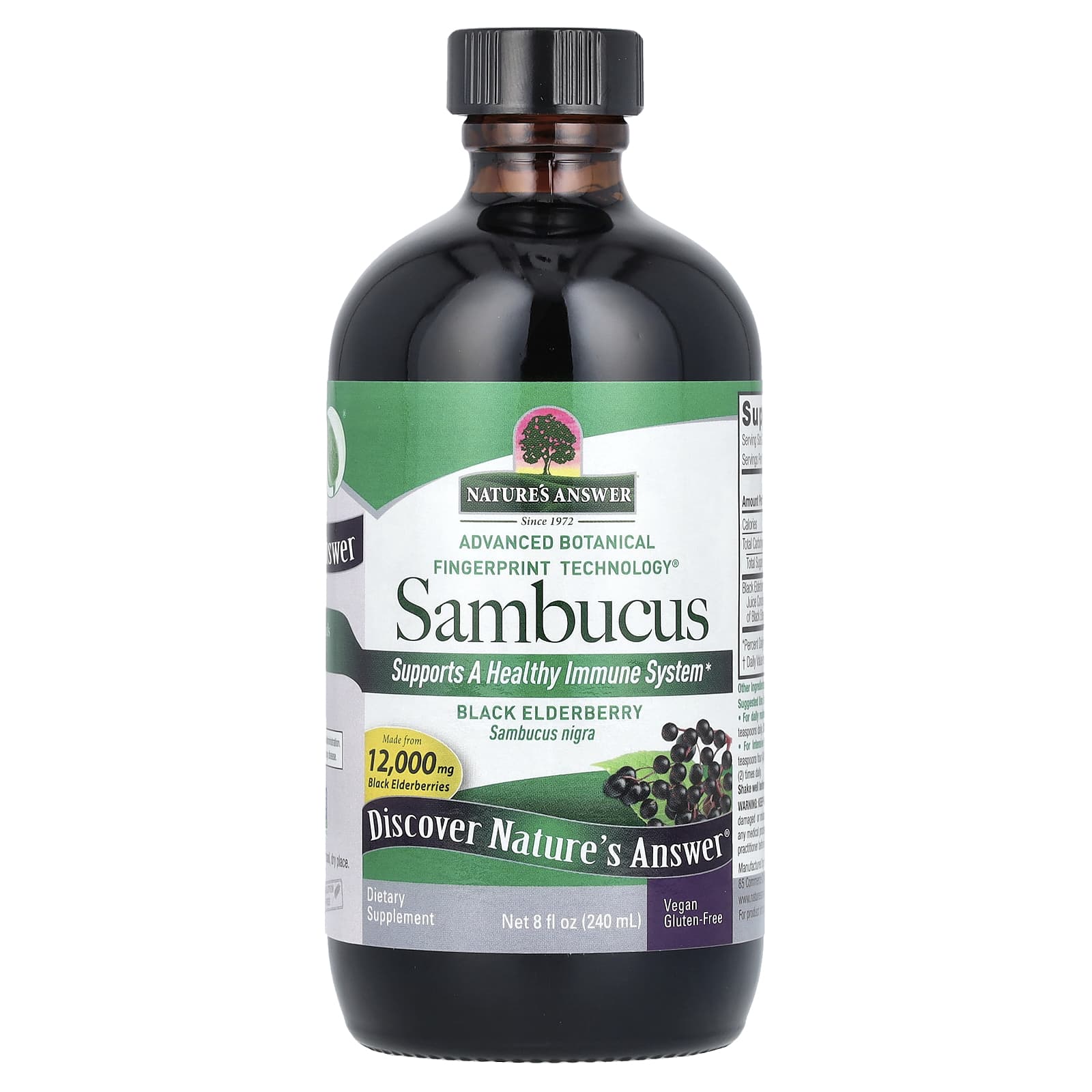 Nature's Answer, Sambucus, Black Elderberry, Alcohol-Free, 12,000 mg, 8 ...