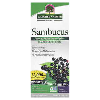 ناتشرز أنسر‏, Sambucus ، توت الخمان الأسود ، خالٍ من الكحول ، 12000 ملجم ، 8 أونصات سائلة (240 مل)