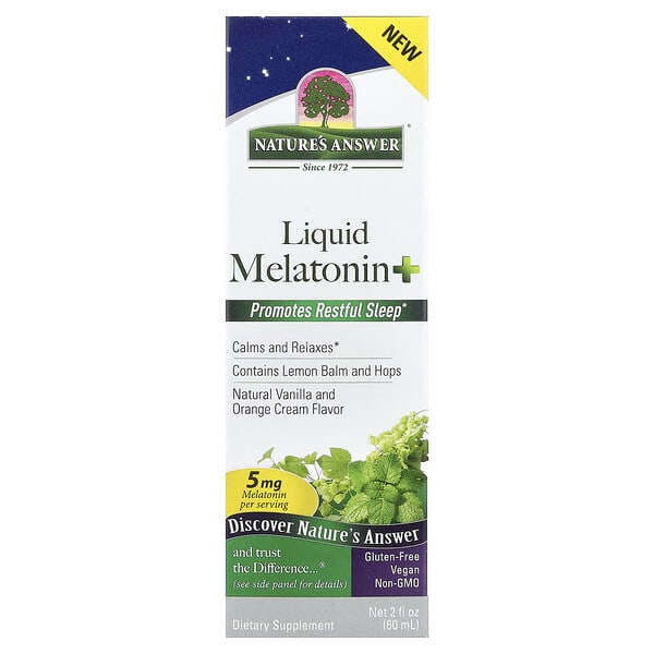 Nature's Answer, 액상 멜라토닌+, 천연 바닐라 & 오렌지 크림, 60ml(2fl oz)