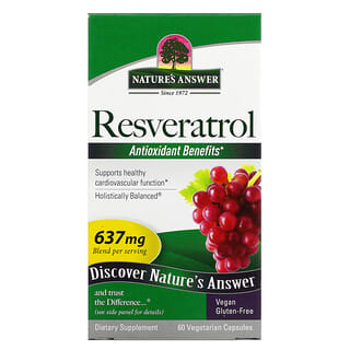 Nature's Answer, ресвератрол, 637 мг, 60 вегетарианских капсул