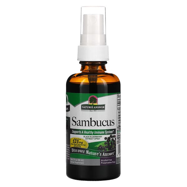 Nature's Answer, Sambucus, Spray de Extrato de Sabugueiro Preto, Sem Álcool, 60 ml (2 fl oz)
