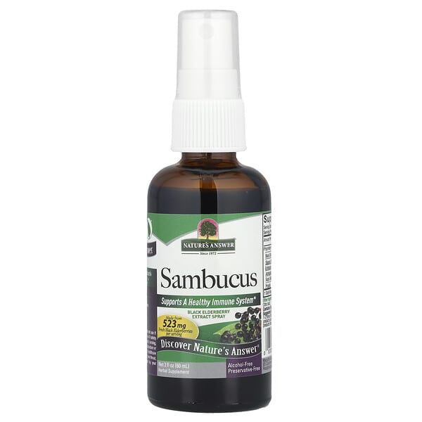 Sambucus, Black Elderberry Extract Spray, Alcohol-Free, 2 fl oz (60 ml)