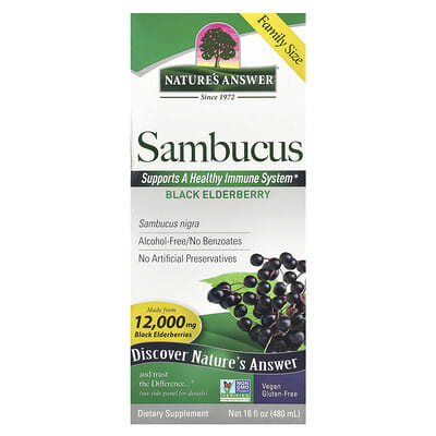 Nature's Answer, Elderberry, Black Elderberry, Ethanol-Free, 12000 mg, 16 fl oz (480 ml)
