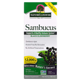 Nature's Answer, Sambucus ، توت الخمان الأسود ، 12000 ملجم ، 16 أونصة سائلة (480 مل)
