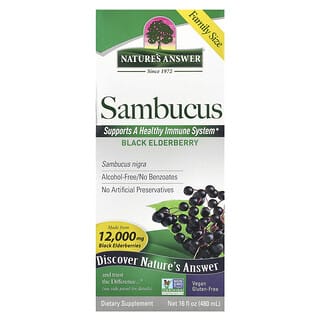 Nature's Answer, Sambucus, Black Elderberry, Alcohol-Free, 12,000 mg, 16 fl oz (480 ml)