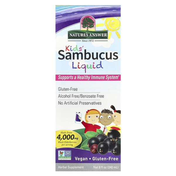 Nature's Answer, Kids' Sambucus Liquid, Alcohol Free, 8 fl oz (240 ml)