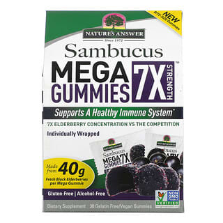 Nature's Answer, Mega Gummies 7X Strength, Baies de sureau noir, 30 gommes vegan sans gélatine