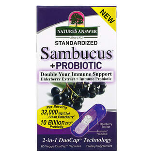Nature's Answer, Sambucus con probiótico, 60 cápsulas veganas DuoCap