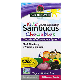 Nature's Answer, Kid's Sambucus masticables, Saúco negro más vitamina C y zinc, 45 comprimidos masticables