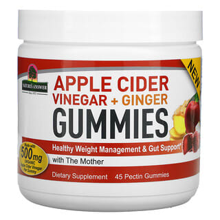 Nature's Answer, Vinagre de sidra de manzana y gomitas de jengibre con la madre, 500 mg, 45 gomitas de pectina