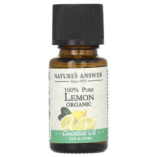 Nature's Answer, オーガニック エッセンシャルオイル、100% ピュア レモン、0.5 fl oz (15 ml)