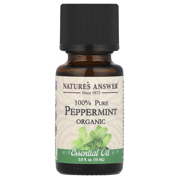 Nature's Answer, 유기농 에센셜 오일, 100% 퓨어 페퍼민트, 0.5 fl oz (15 ml)