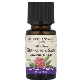 Nature's Answer, Mistura de Óleos Essenciais Orgânicos 100% Puros, Gerânio e Sálvia, 15 ml (0,5 fl oz)