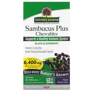 Nature's Answer, Sambucus Plus Mastigáveis, Sabugueiro Preto, 60 Comprimidos Mastigáveis