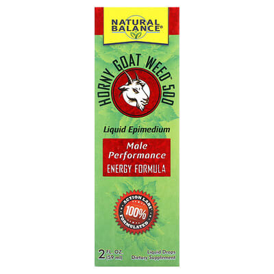 Natural Balance, Horny Goat Weed, Liquid Drops, Unflavoured, 500 mg, 2 fl oz (59 ml)
