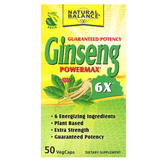 Natural Balance, Ginseng Powermax 6X, 50 VegCaps