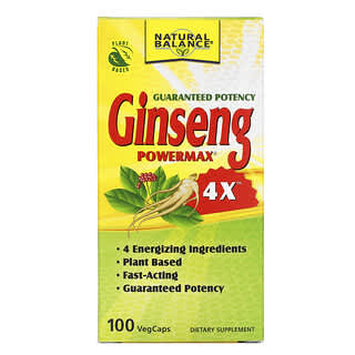 Natural Balance, Ginseng PowerMax 4X, 100 cápsulas vegetales