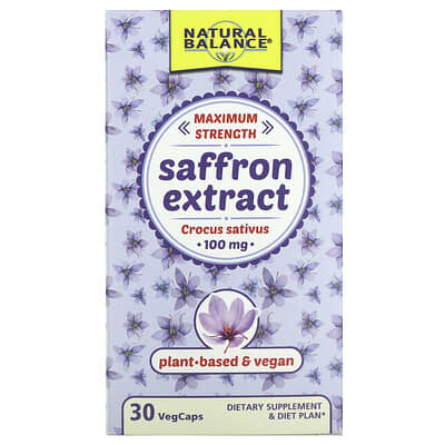 Natural Balance, Saffron Extract, Maximum Strength, 100 mg, 30 VegCaps