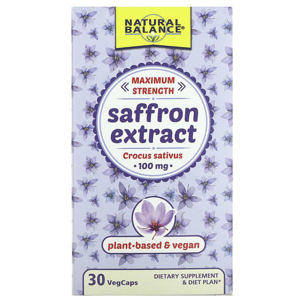 Saffron Extract, Maximum Strength, 100 mg, 30 VegCaps