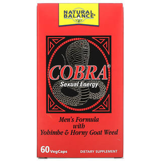 Natural Balance, Cobra، لتعزيز الطاقة الجنسية، مع اليوهمبين وعشبة العنزة، 60 كبسولة نباتية