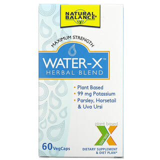 Natural Balance, Water-X, 허브 혼합물, 맥시멈 스트렝스, 베지 캡슐 60정