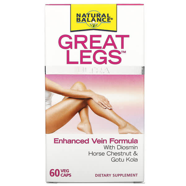 ناتورال بالانس‏, Great Legs Ultra ، تركيبة محسنة للأوردة ، 60 كبسولة نباتية