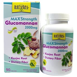 Natural Balance, Glucomanano, Força Máxima, 666 mg, 90 Cápsulas