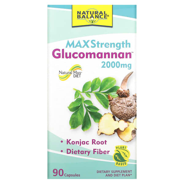 Natural Balance, Maximum Strength Glucomannan（マキシマムストレングスグルコマンナン）、666mg、90粒