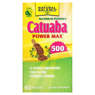 Natural Balance, Катуаба Power Max 500, максимальная эффективность, 60 капсул с оболочкой из ингредиентов растительного происхождения