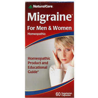NaturalCare, Migraine, Suplemento contra la migraña para hombres y mujeres, 60 cápsulas vegetales
