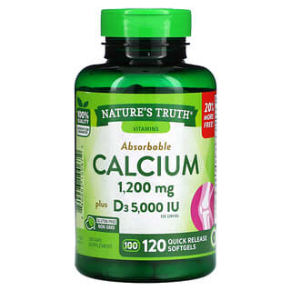 Nature's Truth, Absorbable Calcium, Plus D3, 120 Quick Release Softgels