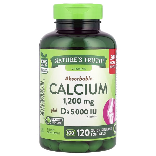 Nature's Truth Absorbable Calcium Plus D3, 120 Quick Release Softgels