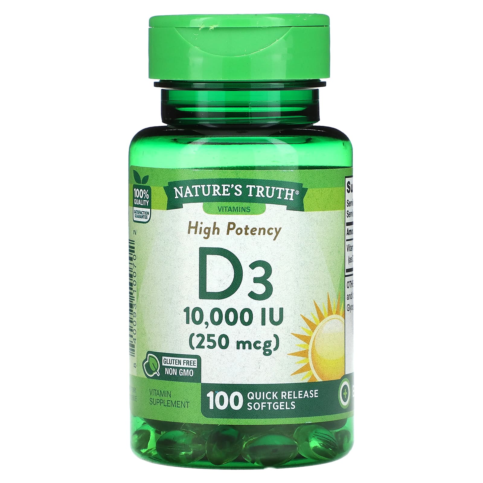 Nature's Truth, Vitamin D3, High Potency , 250 mcg (10,000 IU), 100 ...