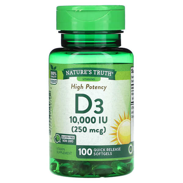 Nature's Truth, Vitamin D3, High Potency , 250 mcg (10,000 IU), 100 Quick Release Softgels